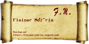 Fleiser Mária névjegykártya